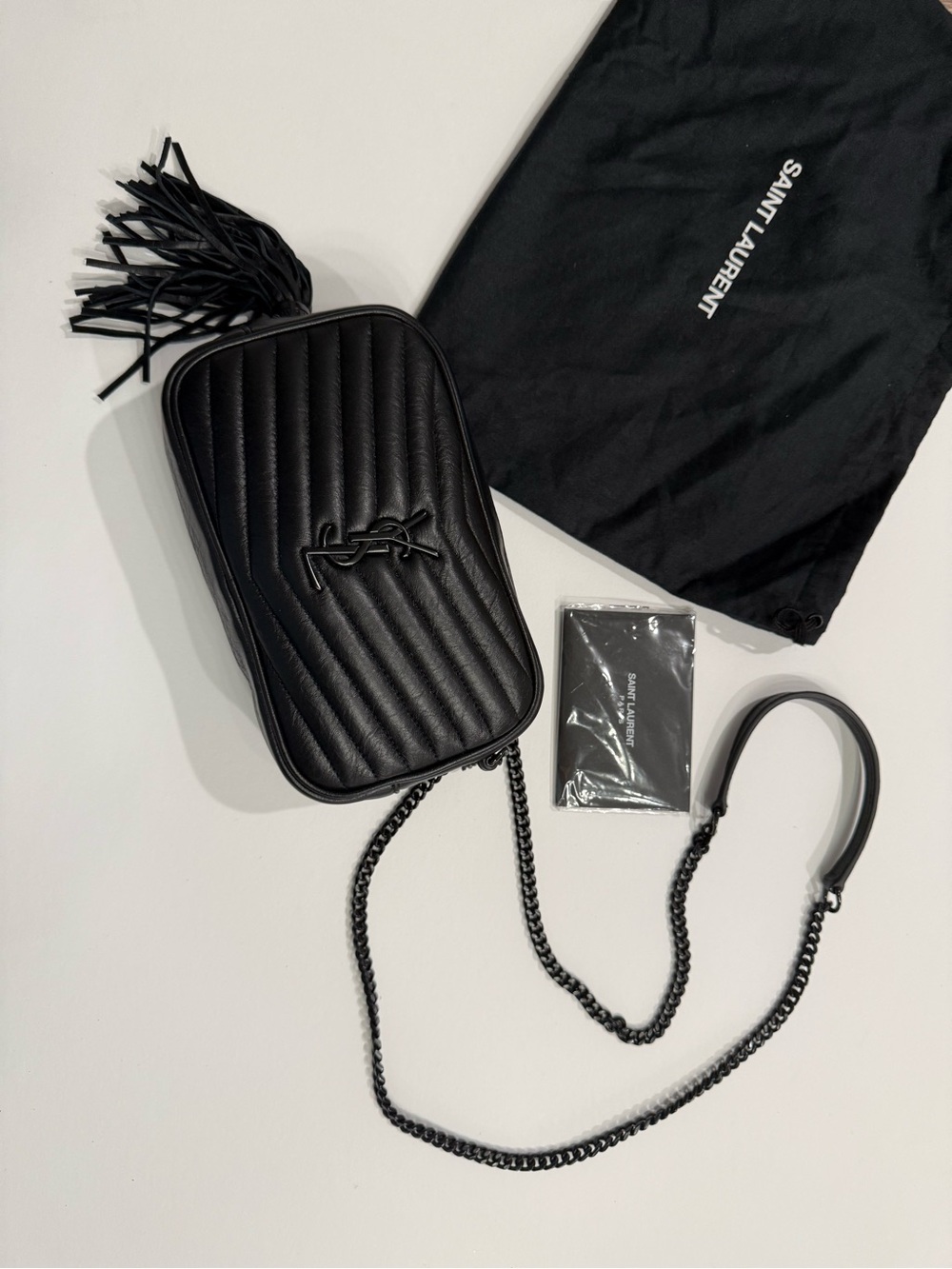 Saint Laurent Black Quilted Leather Mini Lou Bag